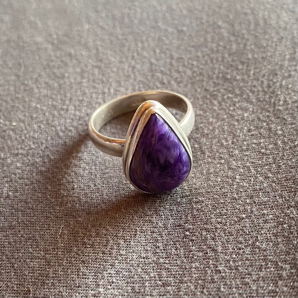 Sterling Silver Purple Charoite Ring Size 6 - Picture 1 of 5